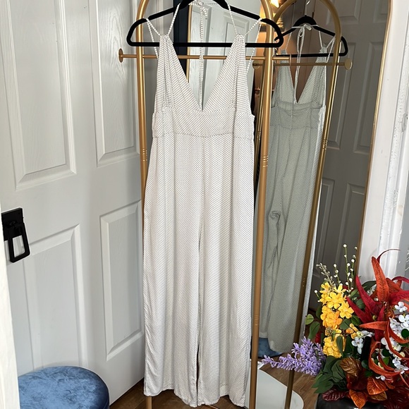 White & Black Polka dot Jumpsuit - Picture 1 of 5